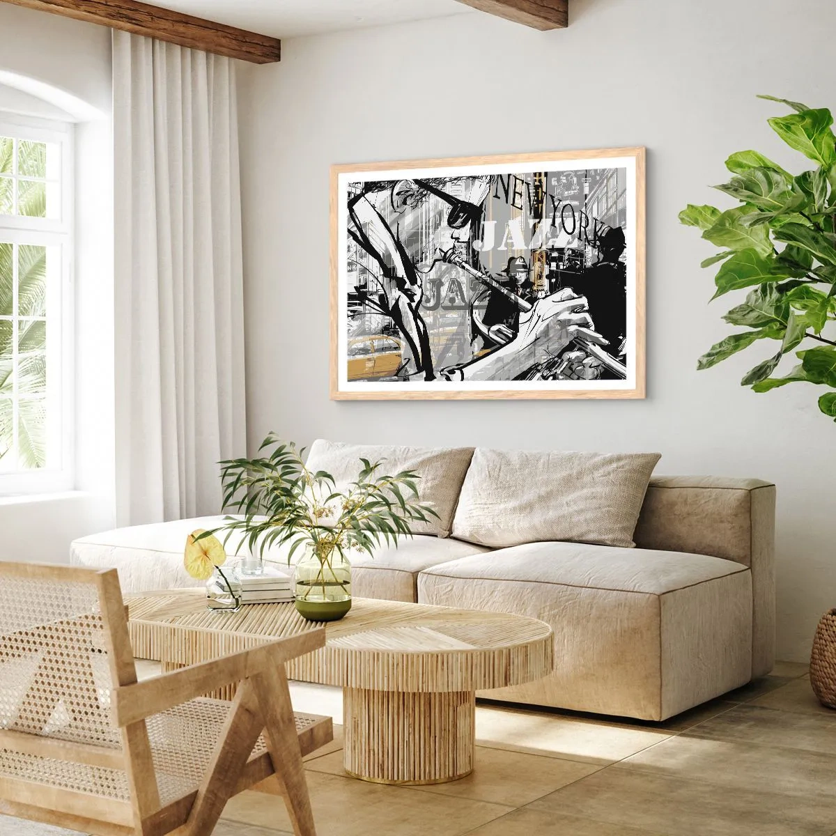 Poster in einem Rahmen aus heller Eiche - Im Rhythmus von New York - 70x50 cm