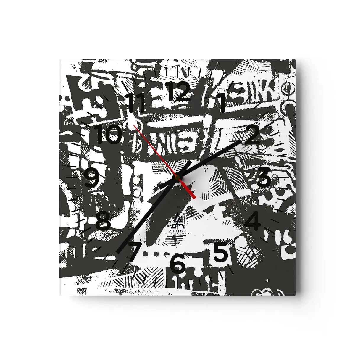 Wanduhr - Glasuhr - Ordnung oder Chaos? - 40x40 cm