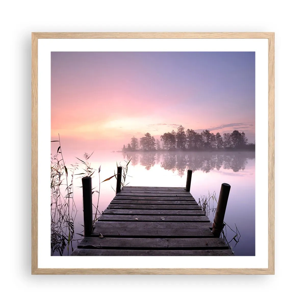 Poster in einem Rahmen aus heller Eiche - Aus dem lila Nebel ... - 60x60 cm