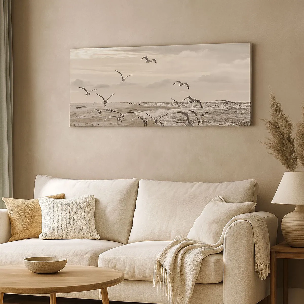 Bild auf Leinwand - Leinwandbild - Meeresrauschen, Vogelgesang - 100x40 cm