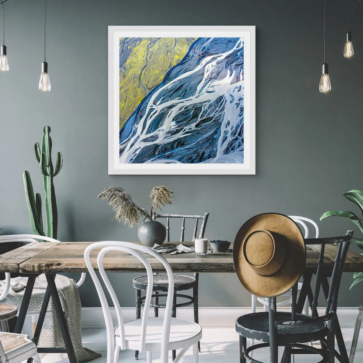 Poster in einem weißen Rahmen - Felsmalereien der Natur - 50x50 cm