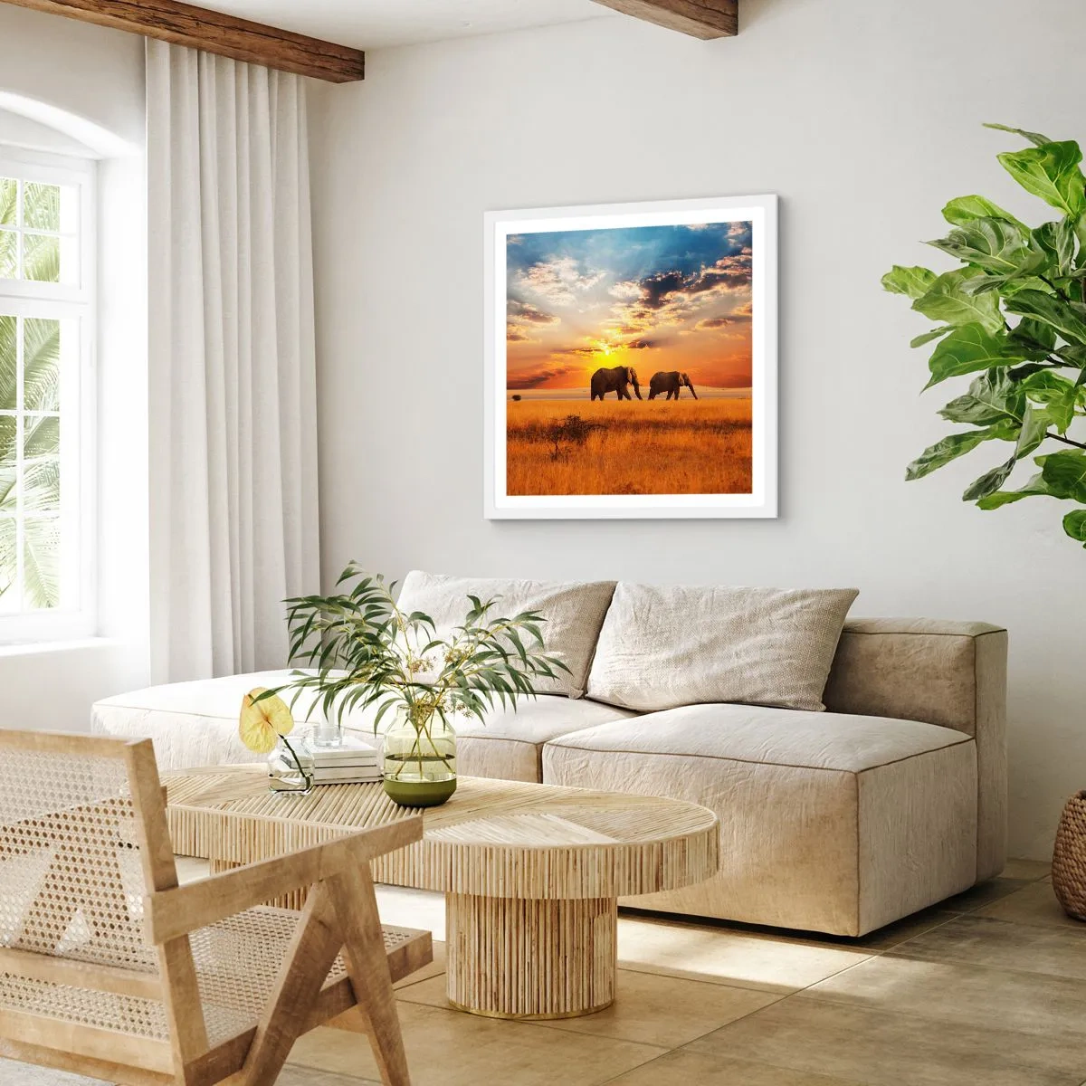 Poster in einem weißen Rahmen - Familienspaziergang - 40x40 cm