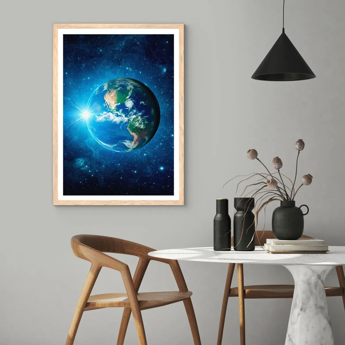 Poster in einem Rahmen aus heller Eiche - Wir sind im Himmel - 70x100 cm