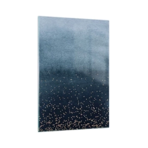 Glasbild - Bild auf glas - Blaue Farbverläufe mit dezenten Goldakzenten - 70x100cm - Komposition - blaue Phasen - Moderne Wanddekoration für Wohnzimmer und Schlafzimmer ARTTOR