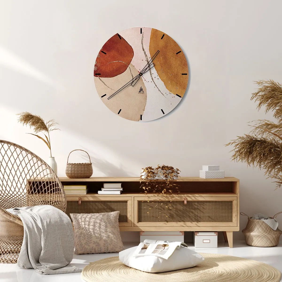 Wanduhr - Glasuhr - Rundheit und Bewegung - 40x40 cm