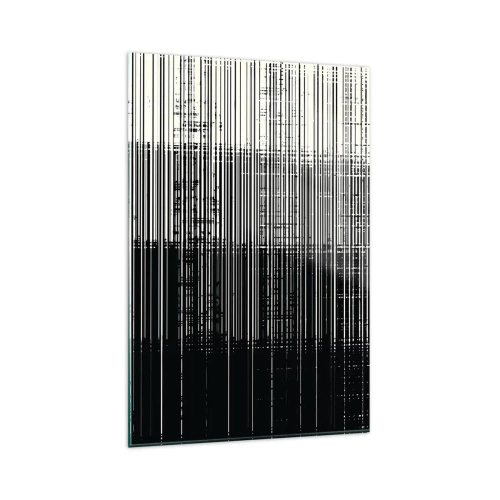 Glasbild - Bild auf glas - Abstrakte Linienkomposition in kontrastierendem Schwarz und Weiß - 80x120cm - Wellen und Vibrationen - Moderne Wanddekoration für Wohnzimmer und Schlafzimmer ARTTOR