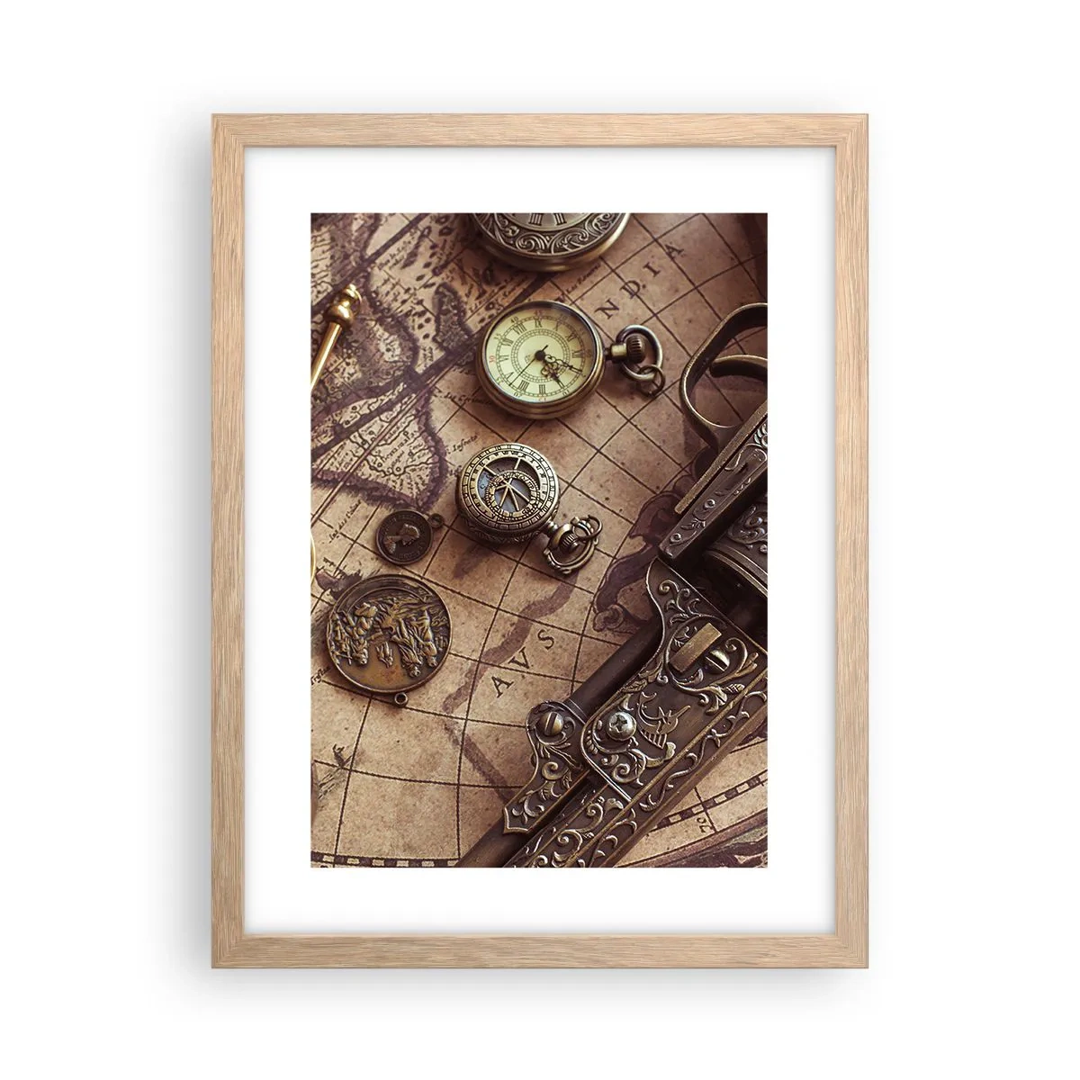 Poster in einem Rahmen aus heller Eiche - Das Abenteuer ruft - 30x40 cm