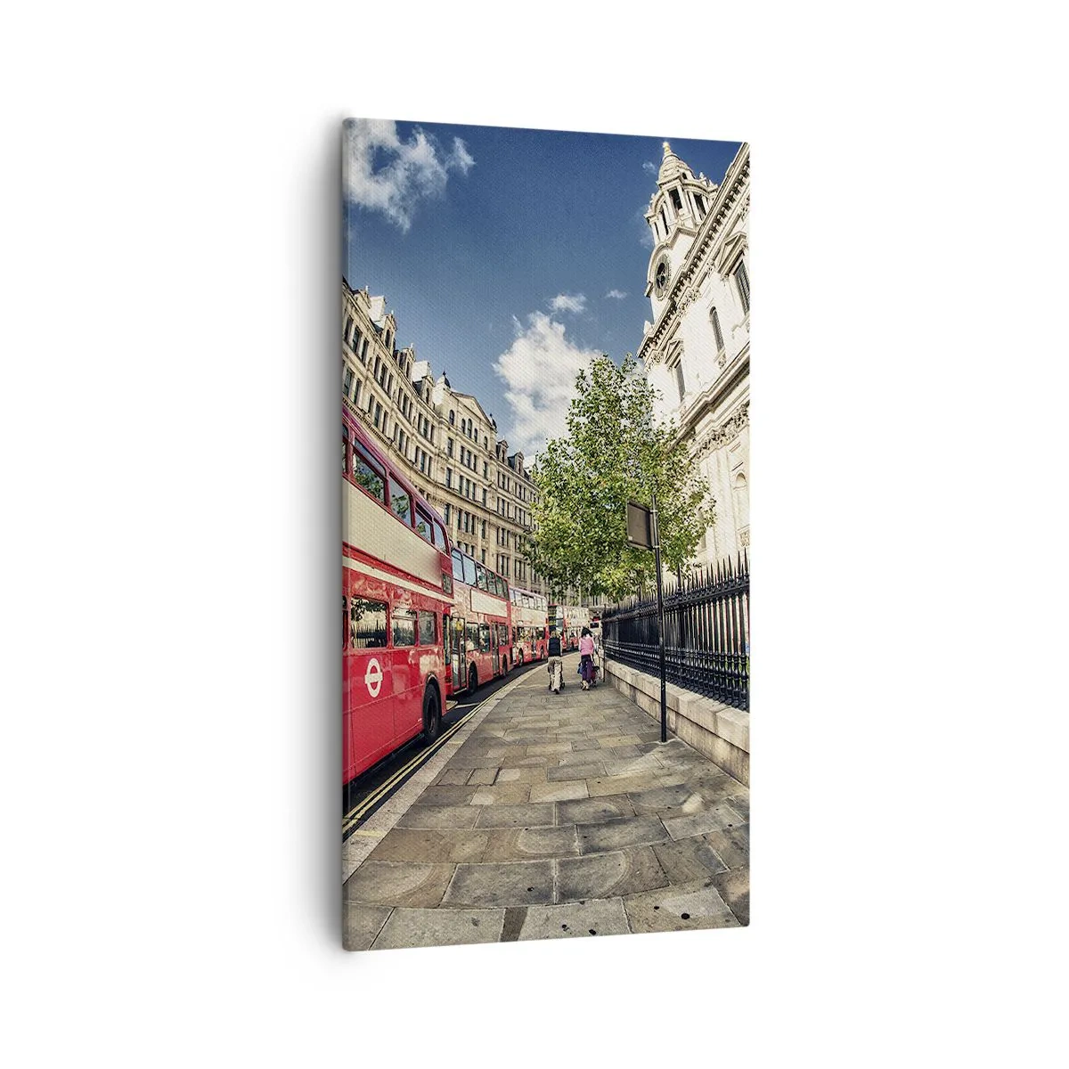 Bild auf Leinwand - Leinwandbild - Londoner Straße in Grau und Rot - 55x100 cm