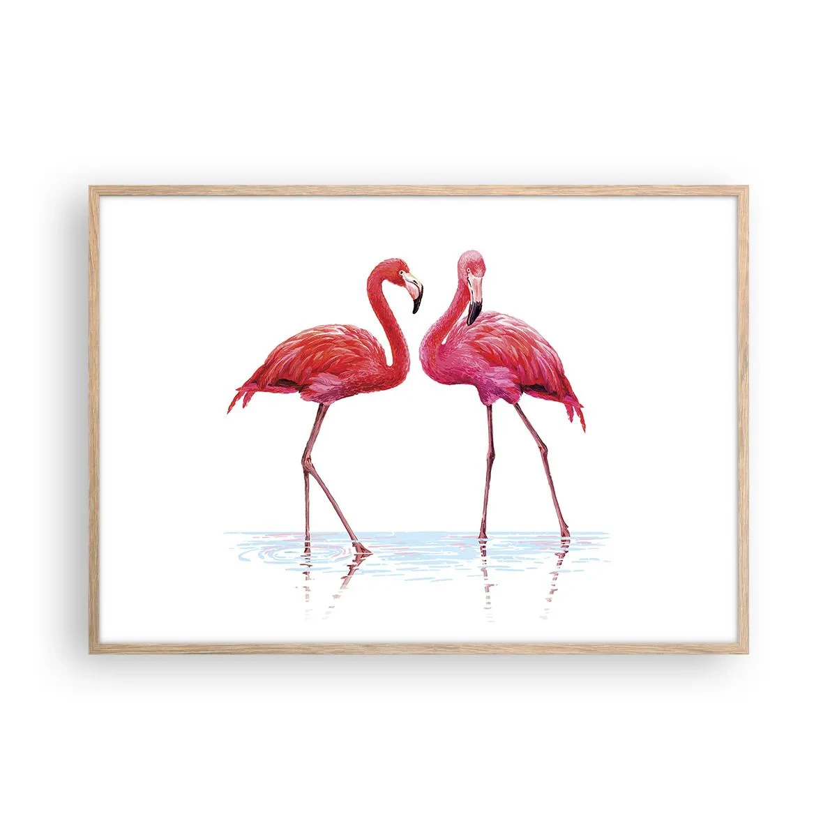 Poster in einem Rahmen aus heller Eiche - Rosa randez-vous - 100x70 cm