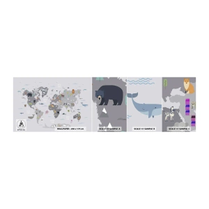 Fototapeten Muster Selbstklebend Deluxe Sticker - Sag mir wo du herkommst ... - Weltkarte, Tiere, Kontinente - 100x30 cm