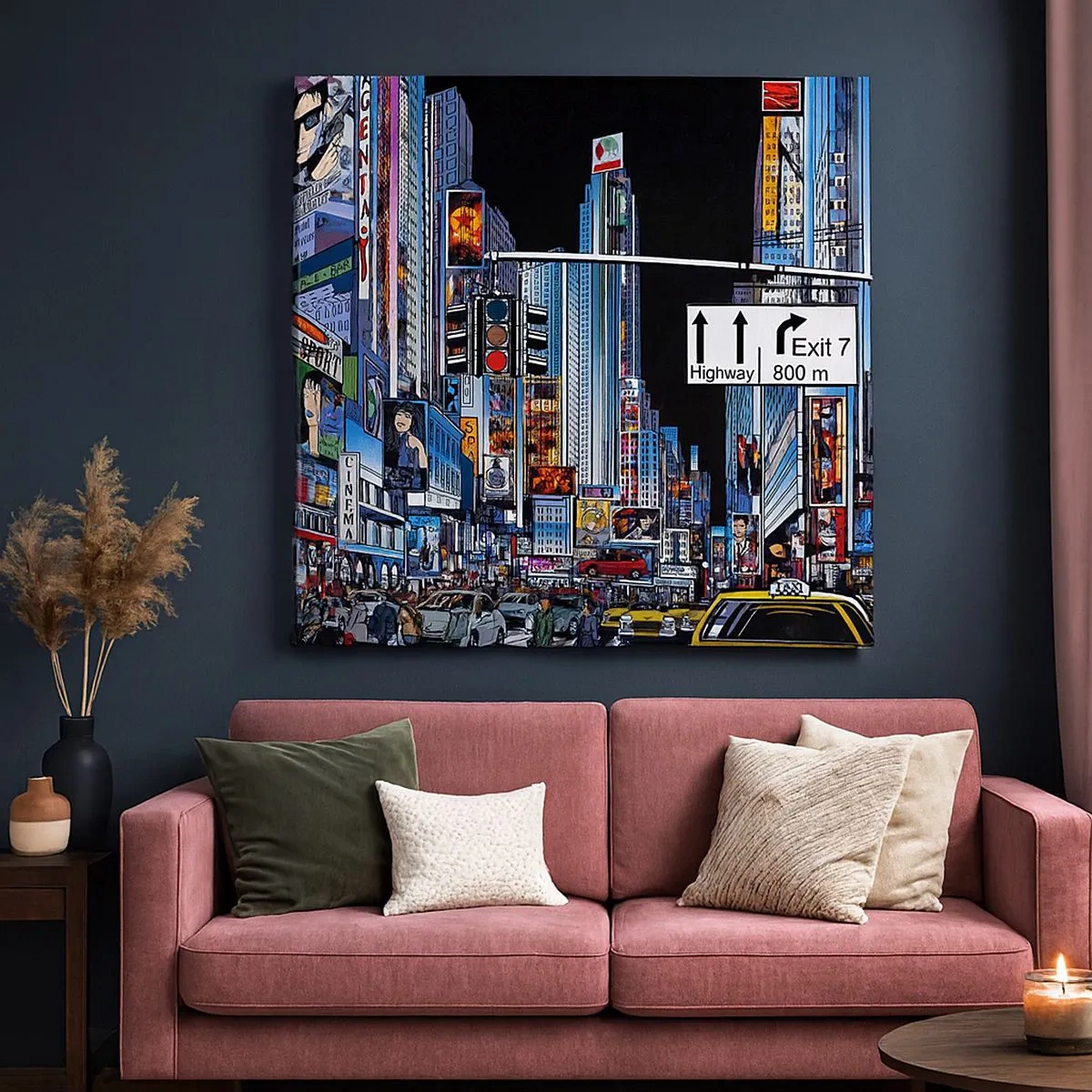 Bild auf Leinwand - Leinwandbild - Comicbuch große Nacht - 30x30 cm