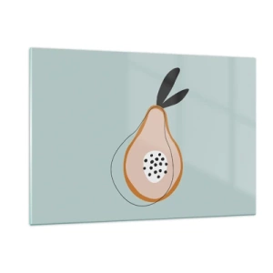 Glasbild - Bild auf glas - Abstrakte Darstellung einer Birne im minimalistischen Stil - 120x80cm - Durchdringe die Natur der Dinge - Moderne Wanddekoration für Wohnzimmer und Schlafzimmer ARTTOR