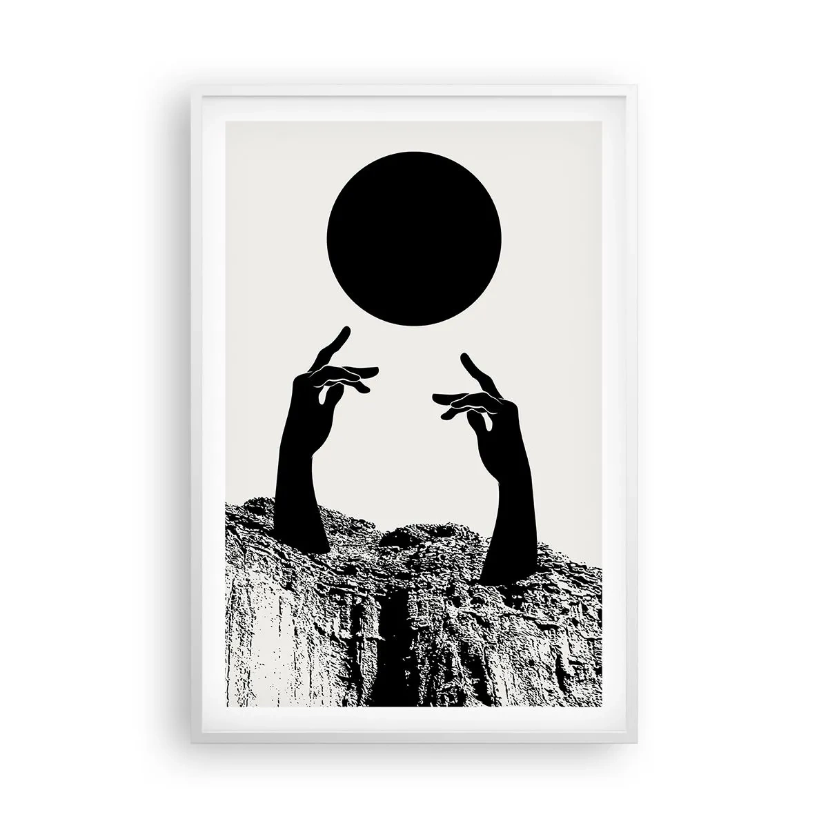 Poster in einem weißen Rahmen - Surrealistische Komposition: die Sonne und der Rest - 61x91 cm