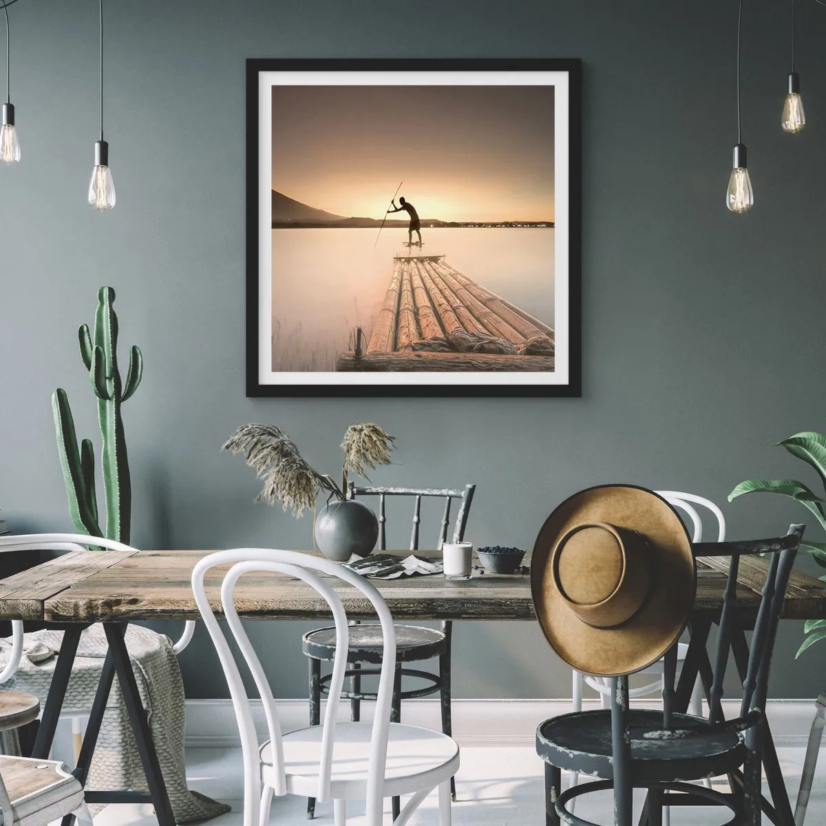 Poster in einem schwarzem Rahmen - Vor dem schlafen gehen - 40x40 cm