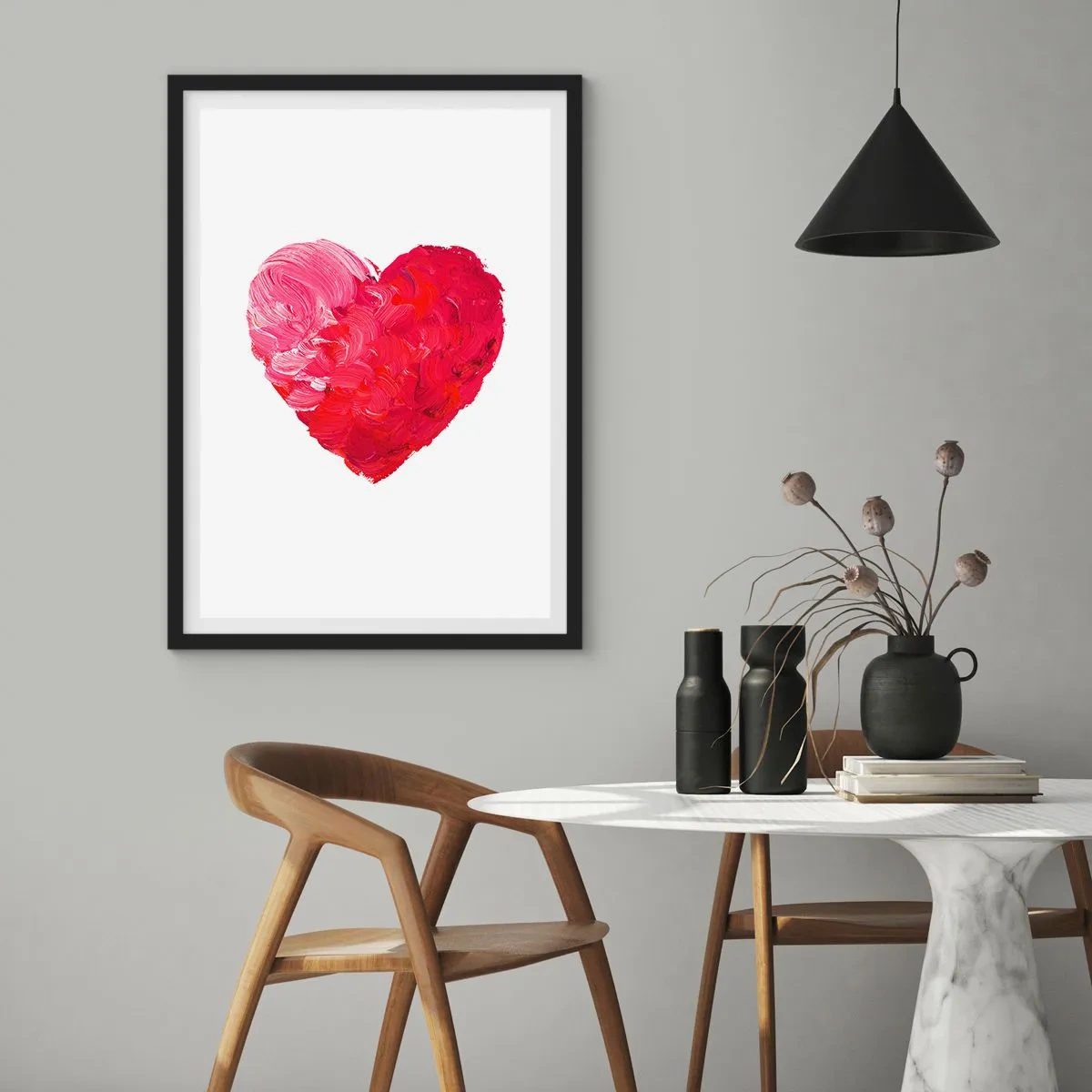 Poster in einem schwarzem Rahmen - Alles was du brauchst ist Liebe - 61x91 cm