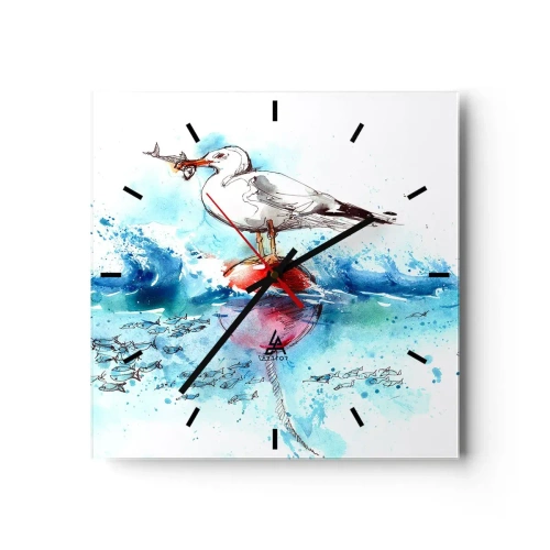 Wanduhr - Glasuhr - Erfolgreicher Fang - 40x40 cm