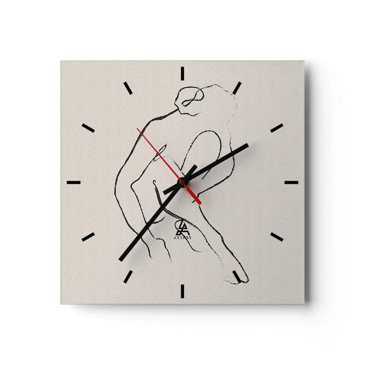 Wanduhr - Glasuhr - Intime Skizze - 40x40 cm