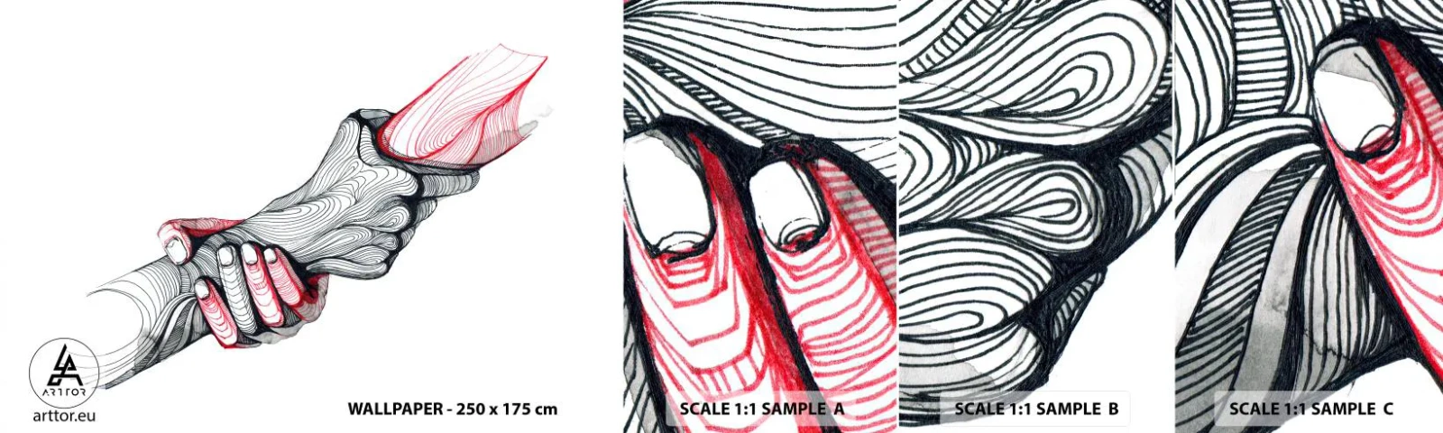 Fototapetenmuster Standard Eco - Sie sind in guten Händen - Abstraktion, Menschen, Hand - 100x30 cm