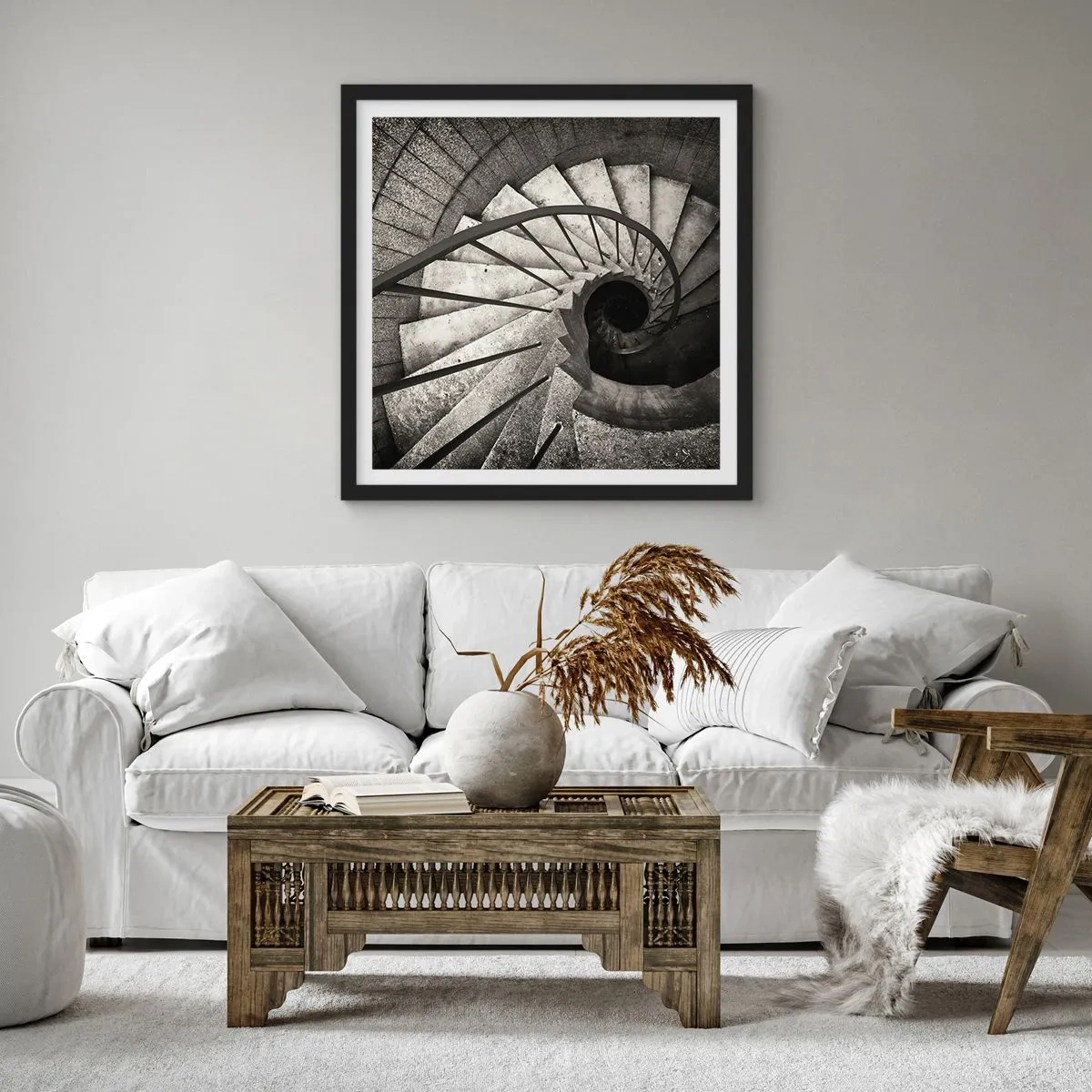 Poster in einem schwarzem Rahmen - Treppe hoch, Treppe runter - 60x60 cm