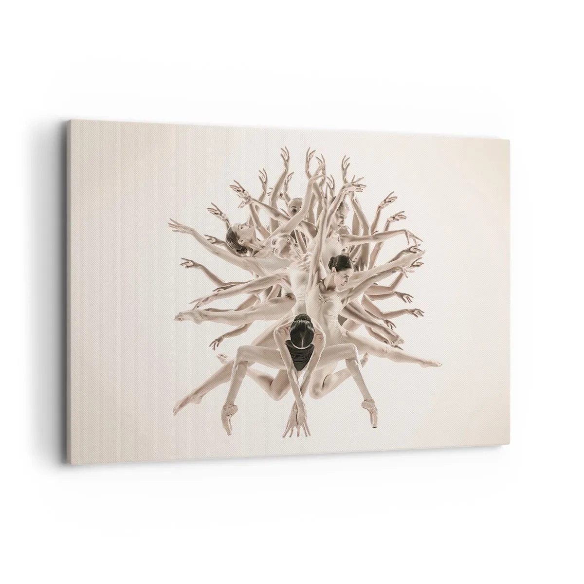 Bild auf Leinwand - Leinwandbild - Abstrakte Komposition von Tänzern in Bewegung - 120x80cm - Aufblühen im Tanz - Moderne Wanddekoration für Wohnzimmer und Schlafzimmer ARTTOR