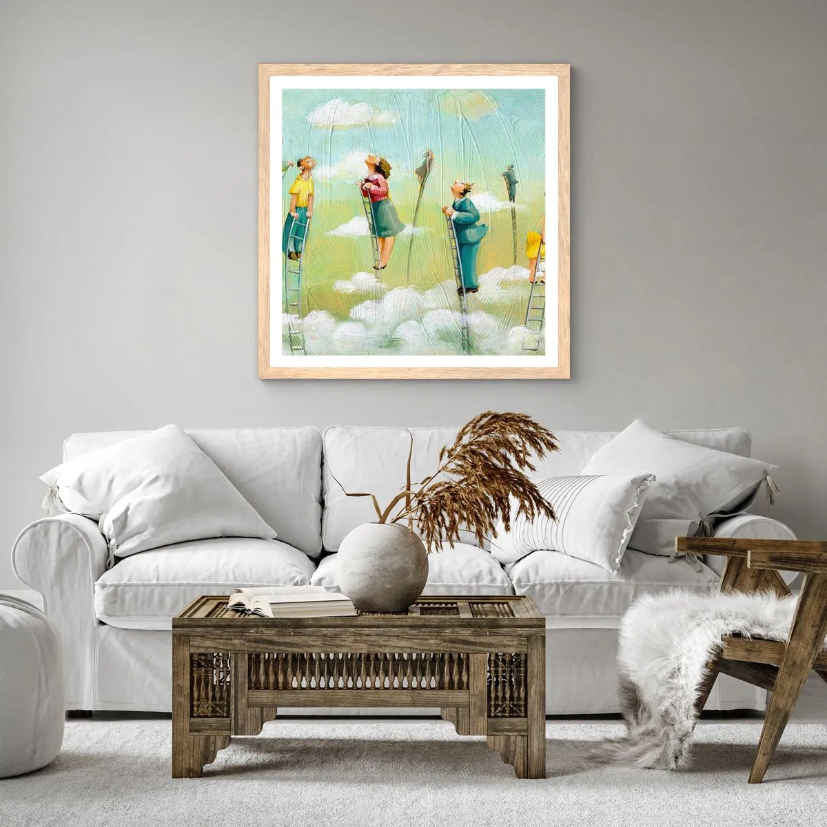 Poster in einem Rahmen aus heller Eiche - Hinter deinem Traum - 60x60 cm
