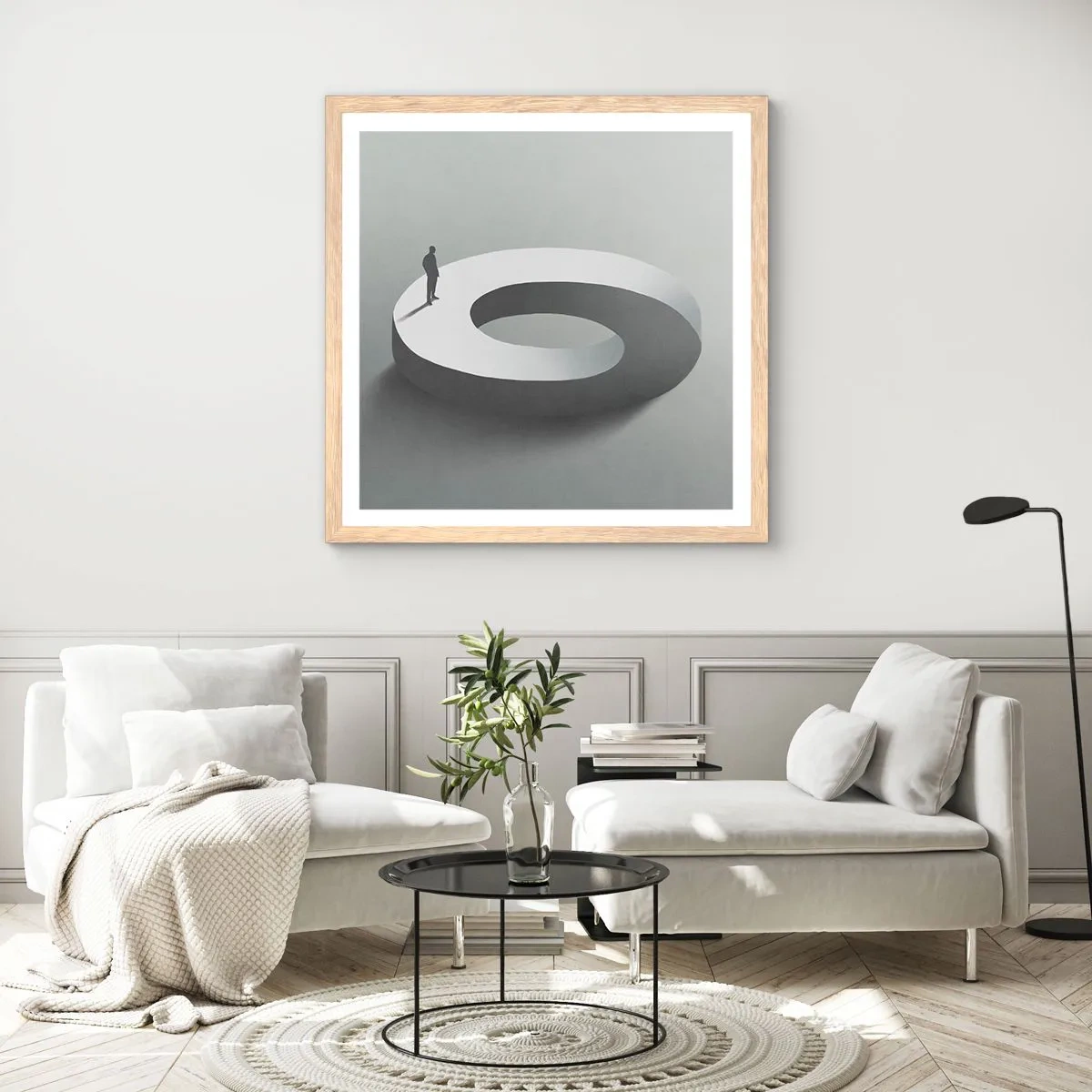 Poster in einem Rahmen aus heller Eiche - Und wie soll man davon klug werden - 40x40 cm