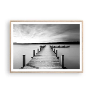 Poster in einem Rahmen aus heller Eiche - An der Wasserstelle - Ruhe - 100x70 cm