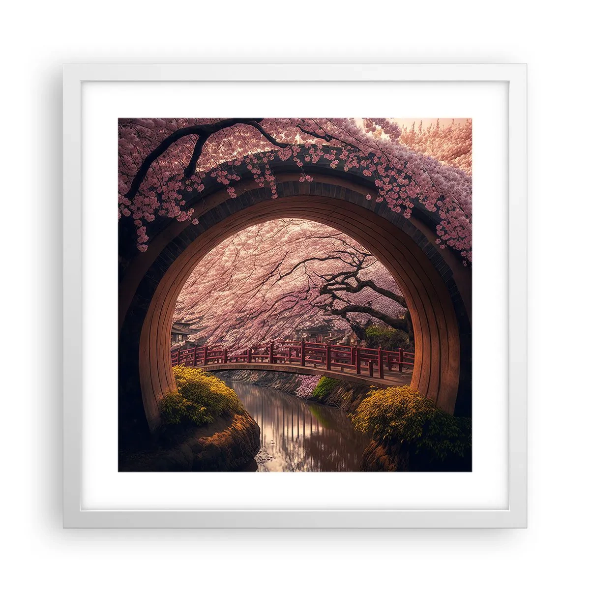 Poster in einem weißen Rahmen - Japanischer Frühling - 40x40 cm