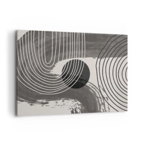 Bild auf Leinwand - Leinwandbild - Geometrische Linien und Ovale in monochromen Farbtönen - 100x70cm - Oval gewinnt - Moderne Wanddekoration für Wohnzimmer und Schlafzimmer ARTTOR