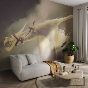 Fototapete Premium Sand - Die Welt zur Rettung - Abstraktion, Fantasie, Drachen - 200x140 cm
