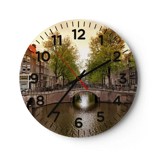Wanduhr - Glasuhr - Mit dem Boot oder mit dem Fahrrad? - 40x40 cm