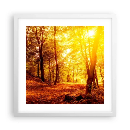 Poster in einem weißen Rahmen - Auf die goldene Lichtung - 40x40 cm