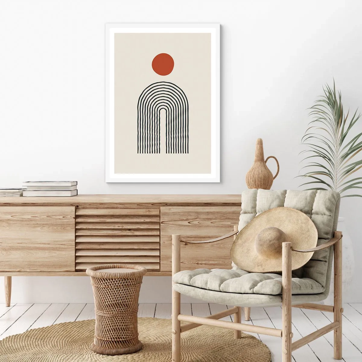 Poster in einem weißen Rahmen - Magnetismus von Formen und Farben - 50x70 cm