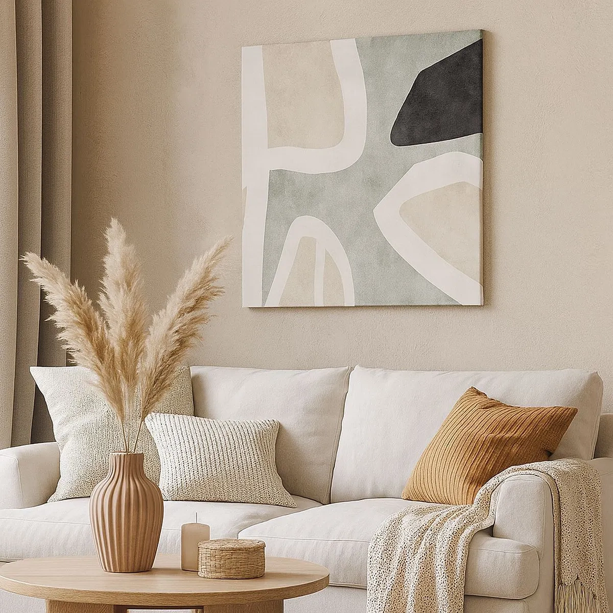 Bild auf Leinwand - Leinwandbild - Komposition mit schwarzem Motiv - 30x30 cm