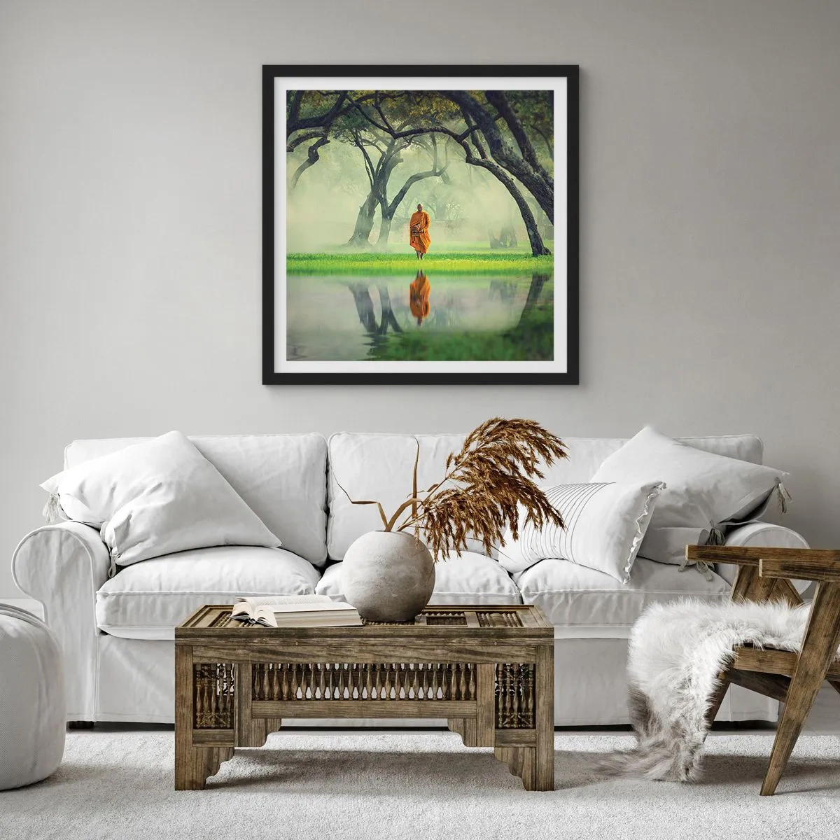 Poster in einem schwarzem Rahmen - Auf dem Weg zur Erleuchtung - 40x40 cm