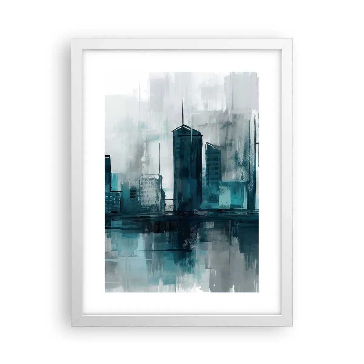 Poster in einem weißen Rahmen - Eine Stadt in der Farbe des Regens - 30x40 cm