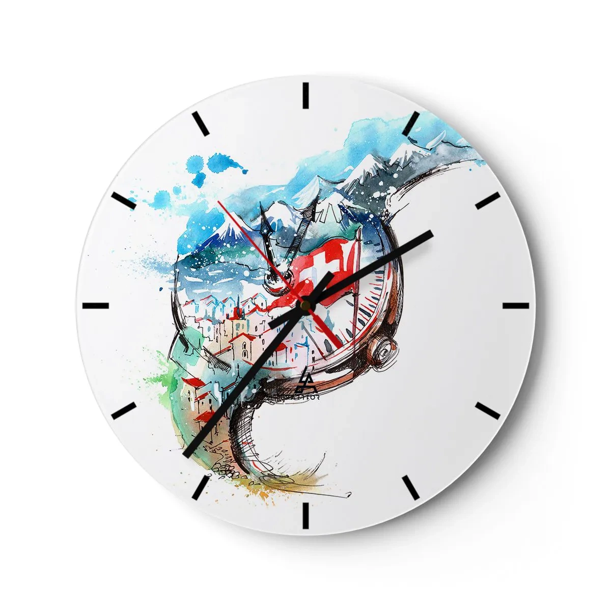 Wanduhr - Glasuhr - Der Geist der Schweiz - 40x40 cm