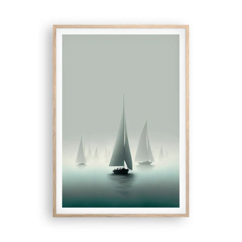 Poster in einem Rahmen aus heller Eiche - Aus Nebel - 70x100 cm