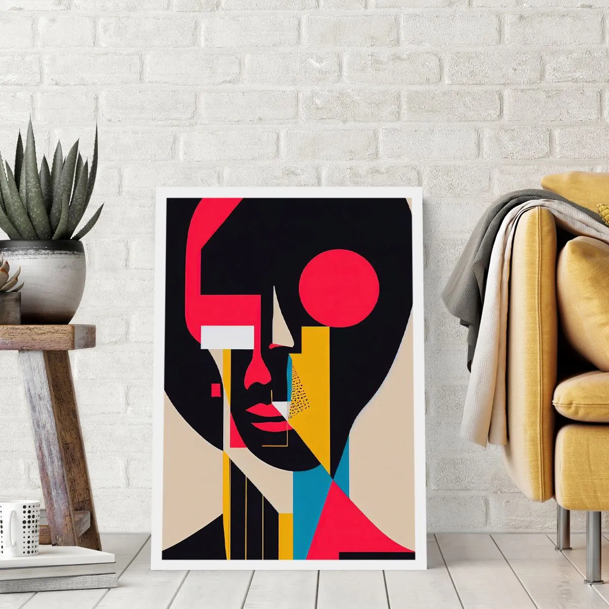 Poster - Abstraktes Porträt in geometrischer Komposition - 50x70cm - Ihre innere Welt - Moderne Wanddekoration für Wohnzimmer und Schlafzimmer ARTTOR