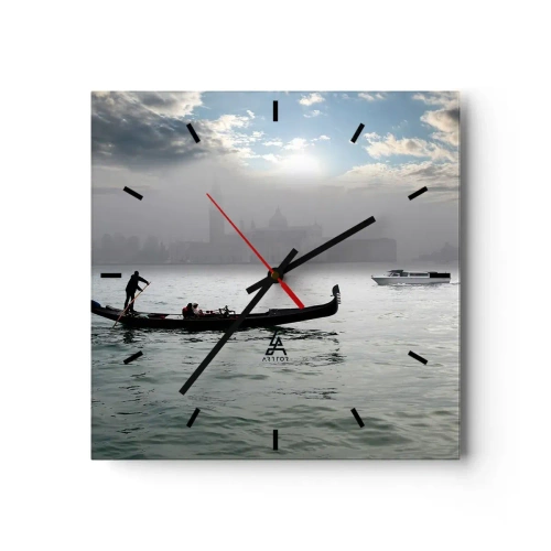 Wanduhr - Glasuhr - Eine fabelhafte Stadt aus Wasser und Nebel - 40x40 cm