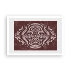 Poster - Symmetrische Wellen in weißen Linien auf braunem Hintergrund - 100x70cm - Der Raum spricht - Moderne Wanddekoration für Wohnzimmer und Schlafzimmer ARTTOR