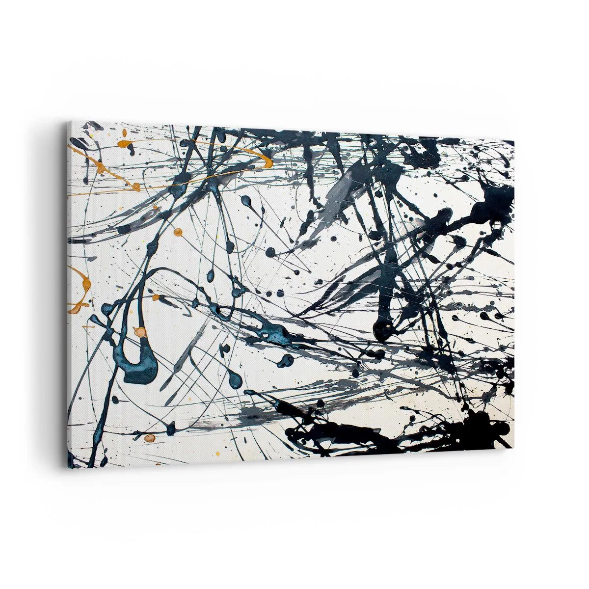 Bild auf Leinwand - Leinwandbild - Ein abstraktes Gemälde mit Farbspritzern in dynamischen Mustern. - 100x70cm - Expressionistische Abstraktion - Moderne Wanddekoration für Wohnzimmer und Schlafzimmer ARTTOR