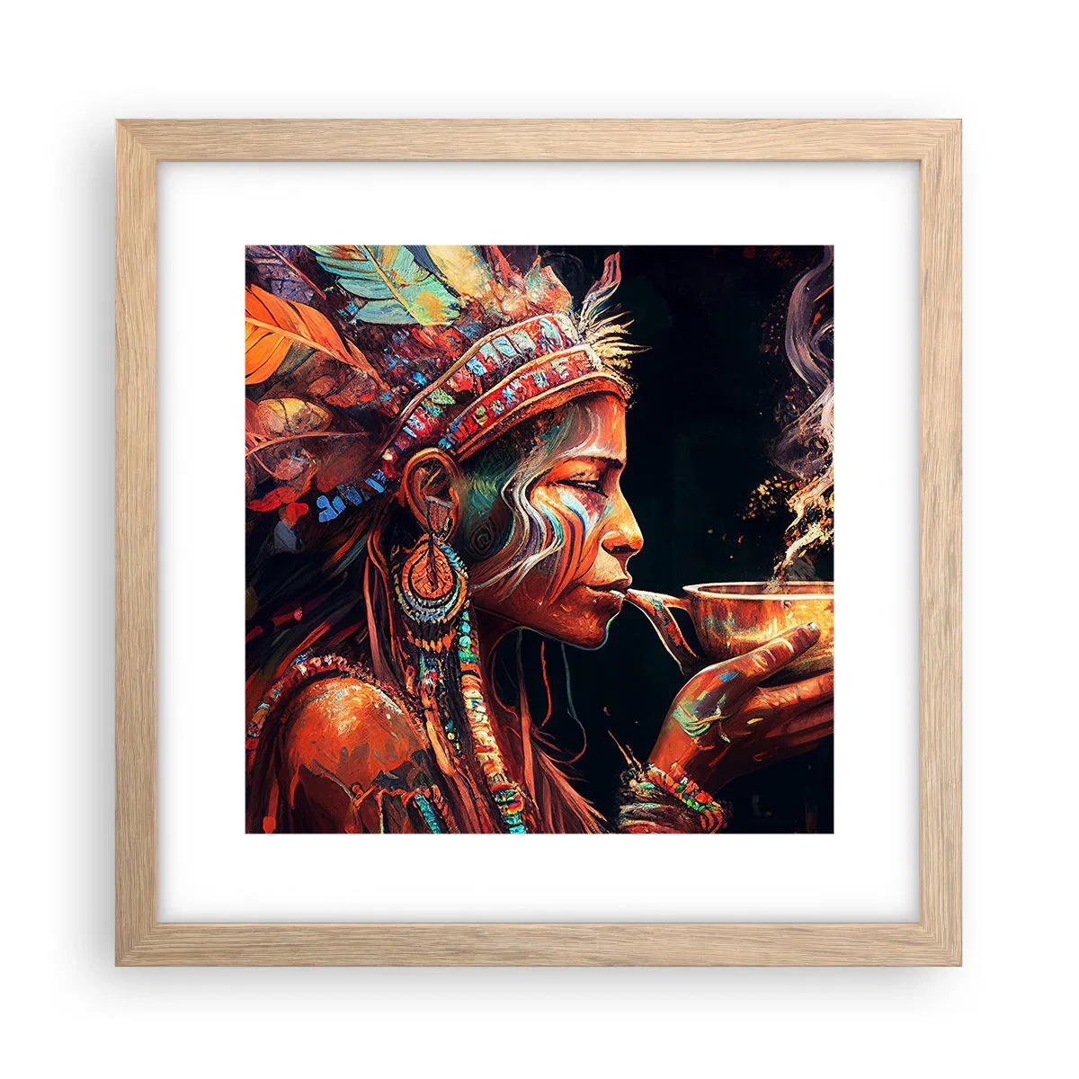 Poster in einem Rahmen aus heller Eiche - Magisches Ritual - 30x30 cm