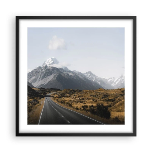 Poster in einem schwarzem Rahmen - Der Weg ins Herz der Berge - 50x50 cm