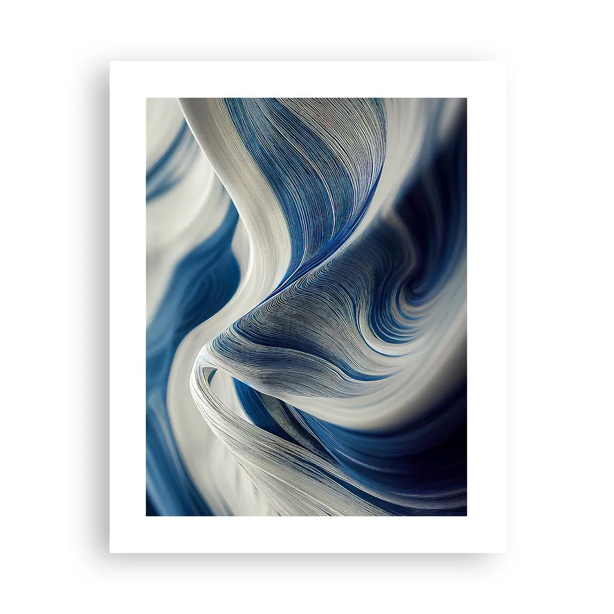 Poster - Fließfähigkeit von Blau und Weiß - 40x50 cm
