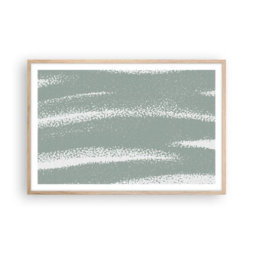 Poster in einem Rahmen aus heller Eiche - Abstraktion im Winterklima - 91x61 cm