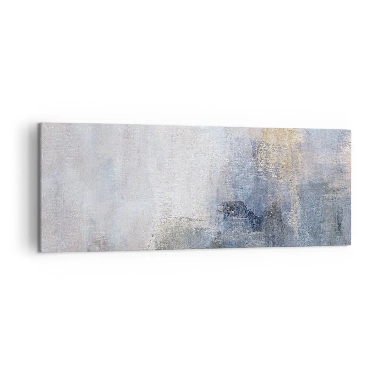 Bild auf Leinwand - Leinwandbild - Dezente abstrakte Punkte in Blau- und Beigetönen - 140x50cm - Farbtöne und Akkorde - Moderne Wanddekoration für Wohnzimmer und Schlafzimmer ARTTOR