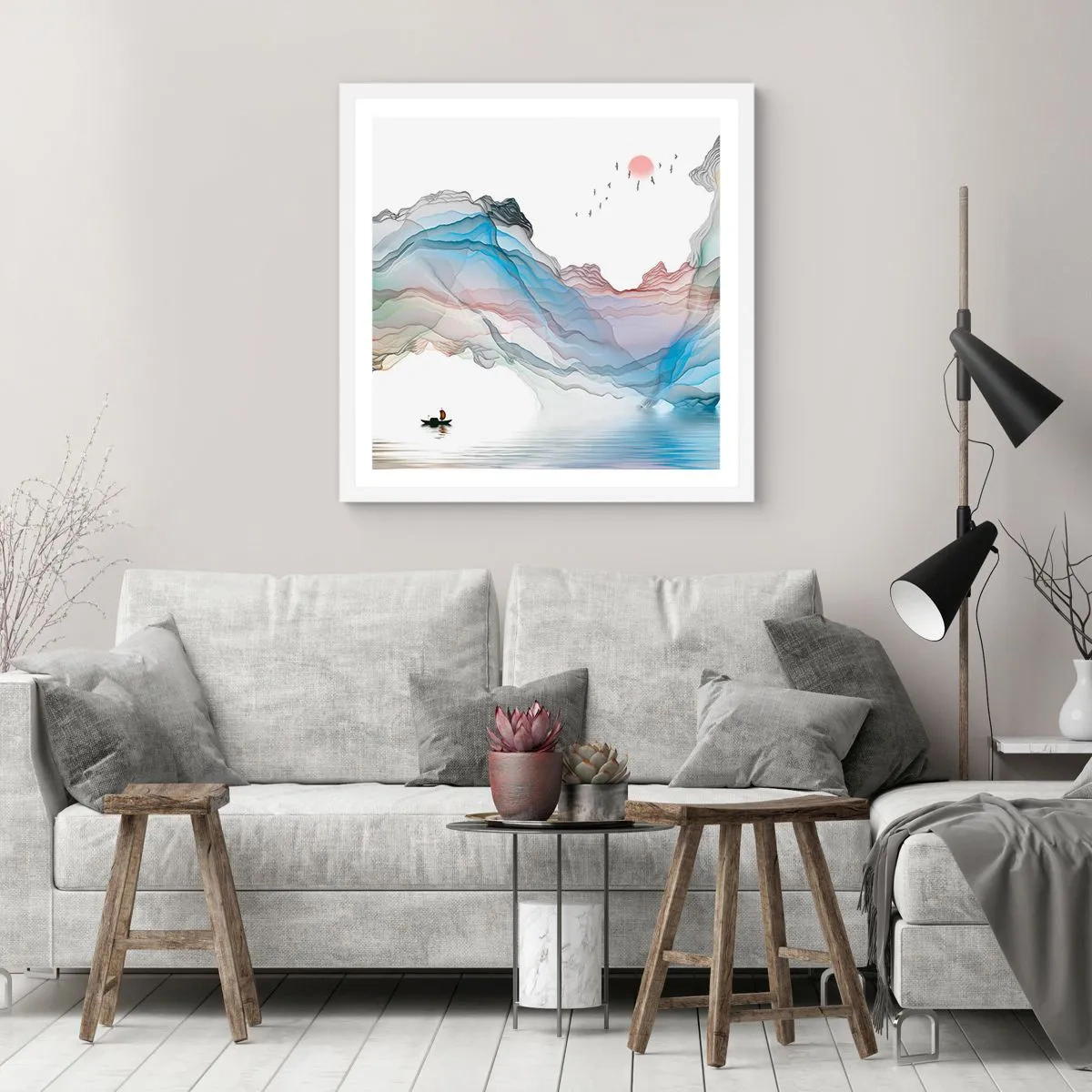 Poster in einem weißen Rahmen - Zu den Kristallbergen - 30x30 cm