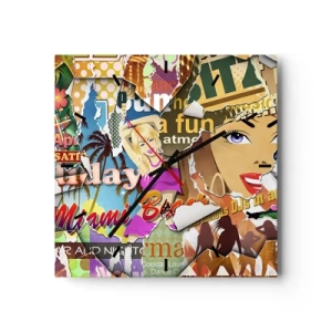 Wanduhr - Glasuhr - Sommer Rückblicke - 40x40 cm