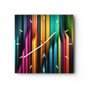 Wanduhr - Glasuhr - Bunte vertikale Linien erzeugen eine dynamische Abstraktion. - 30x30cm - Lichtorgan - Moderne Wanddekoration für Wohnzimmer und Schlafzimmer ARTTOR